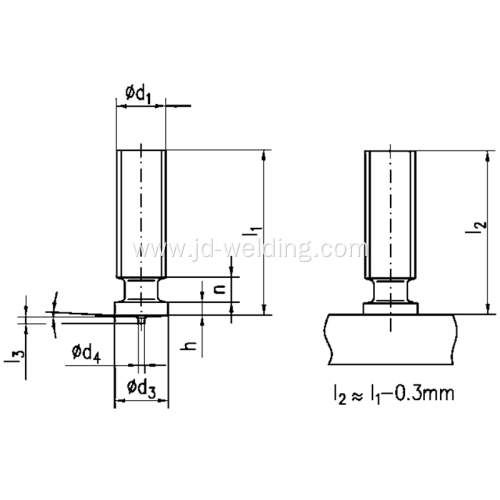 Threaded stud PT ISO13918PT STUDS COPPER PLATED CD STUDS